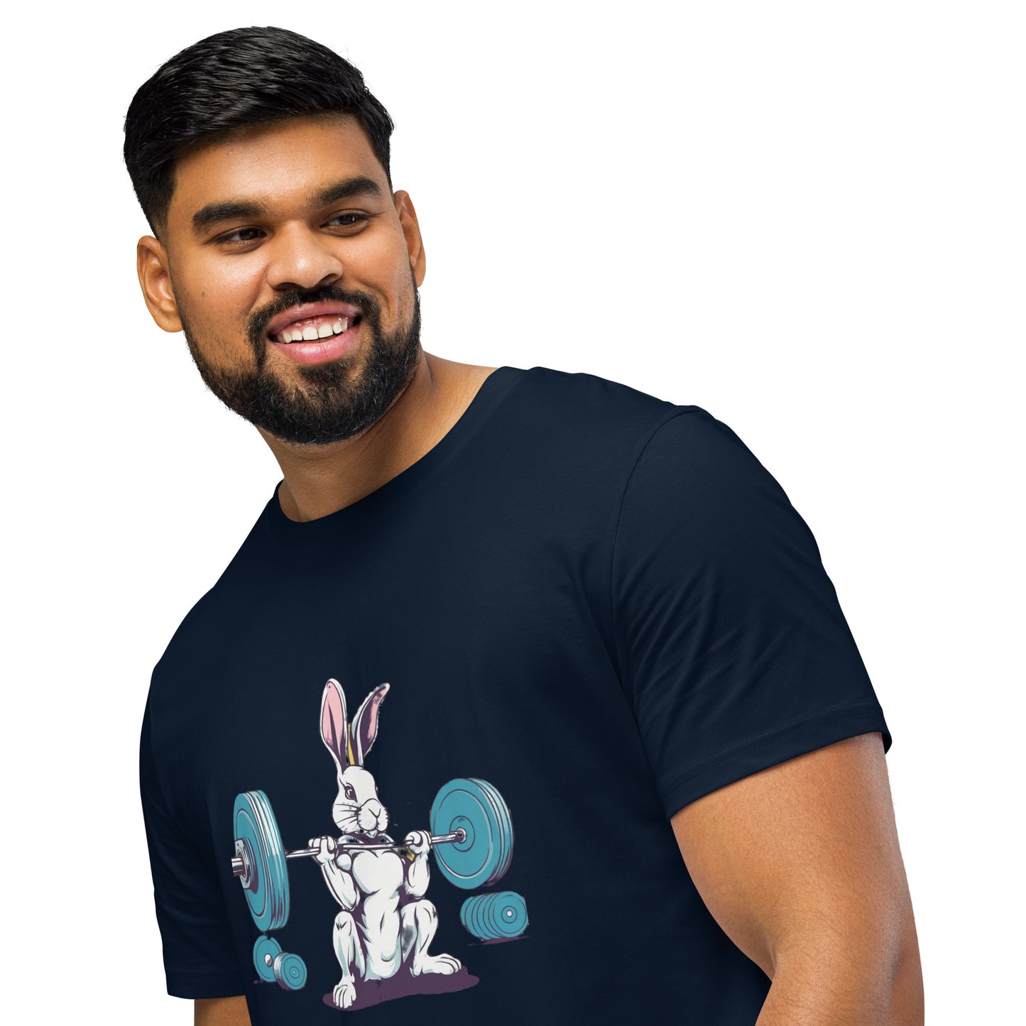 Men's Organic Mid-Light T-Shirt Bunny Weightlifting | Eco-Friendly