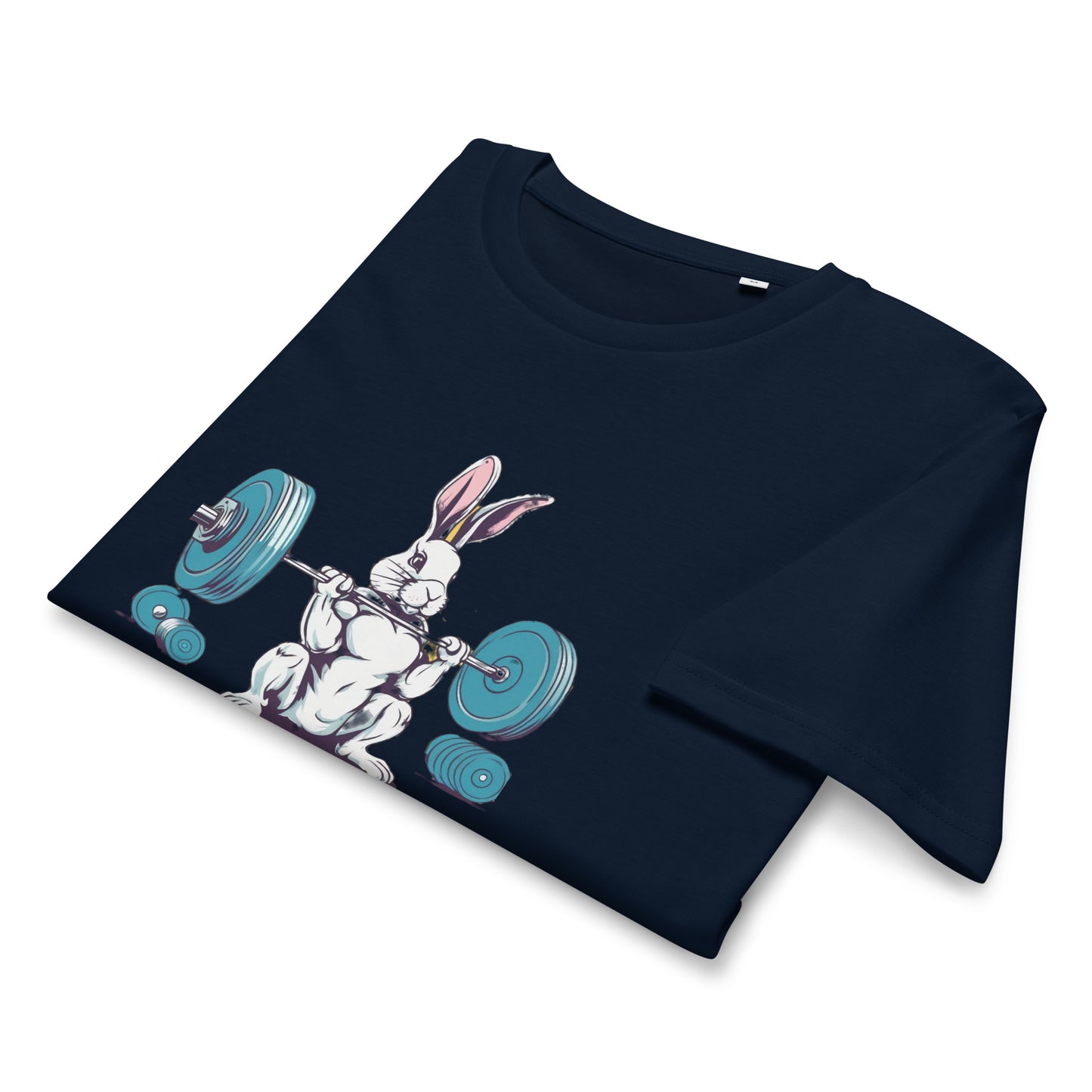 Men's Organic Mid-Light T-Shirt Bunny Weightlifting | Eco-Friendly