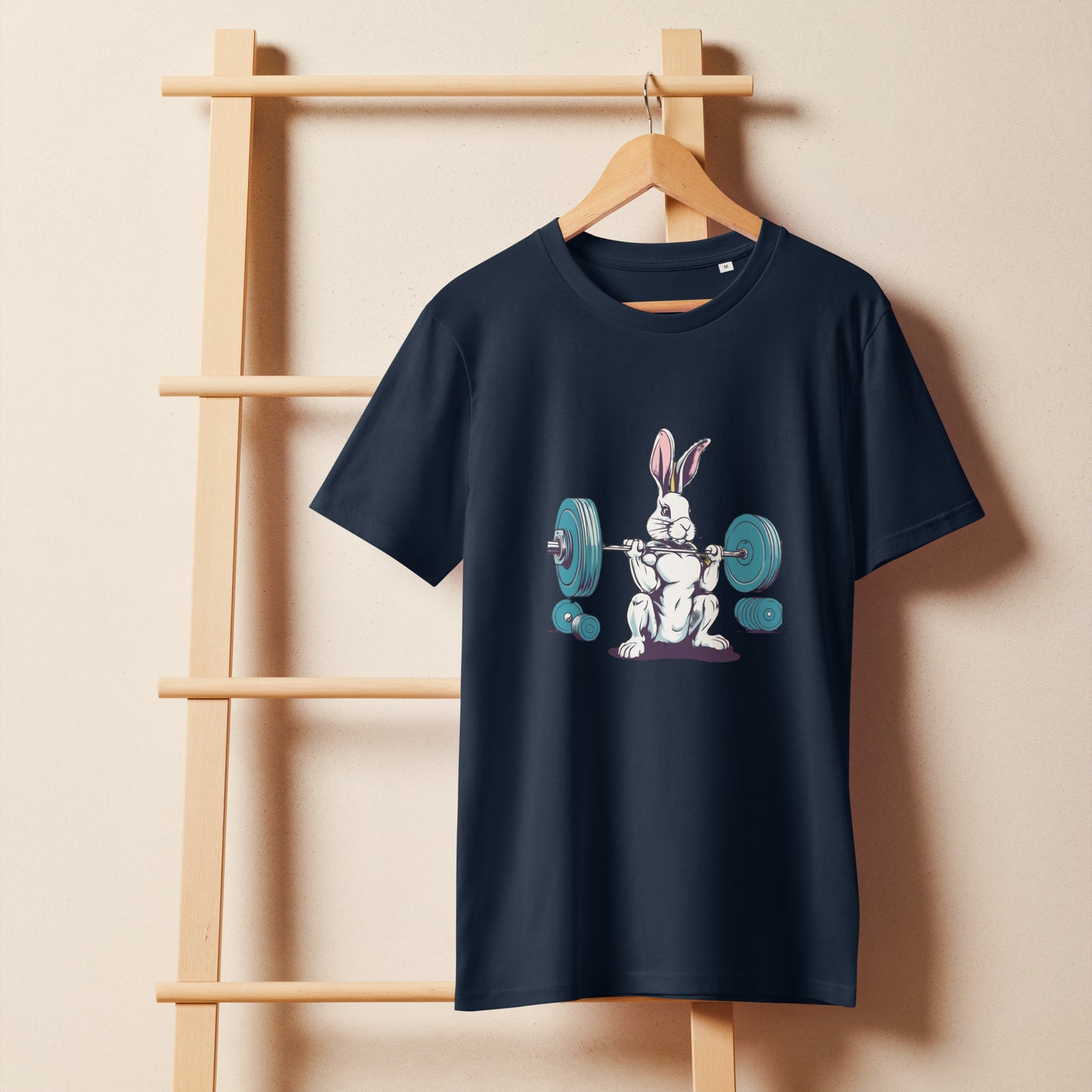 Men's Organic Mid-Light T-Shirt Bunny Weightlifting | Eco-Friendly