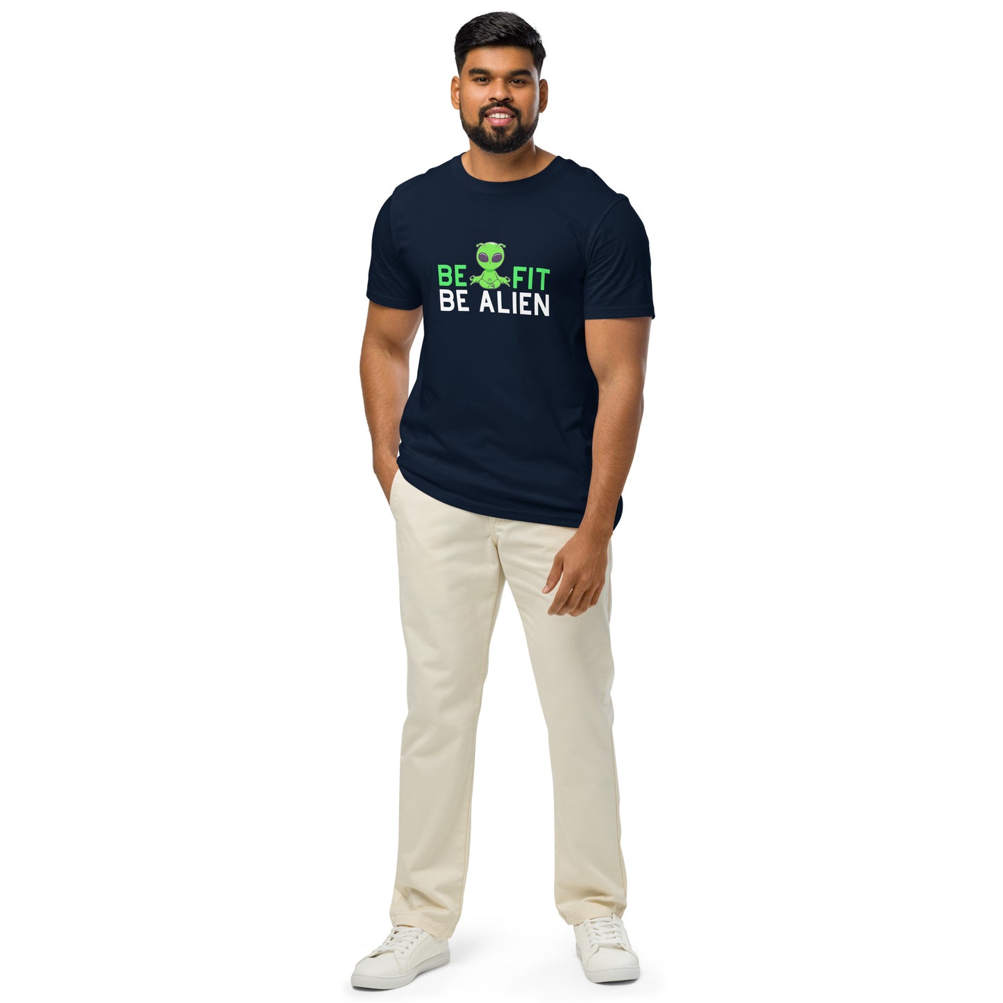 Men's Organic Mid-Light T-Shirt Be Fit Be Alien | Fun Fitness Apparel