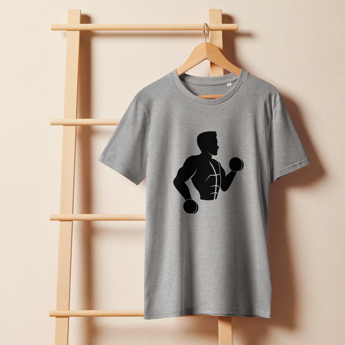 Men's Organic Mid-Light T-Shirt Weightlifting Design | Fitness Apparel