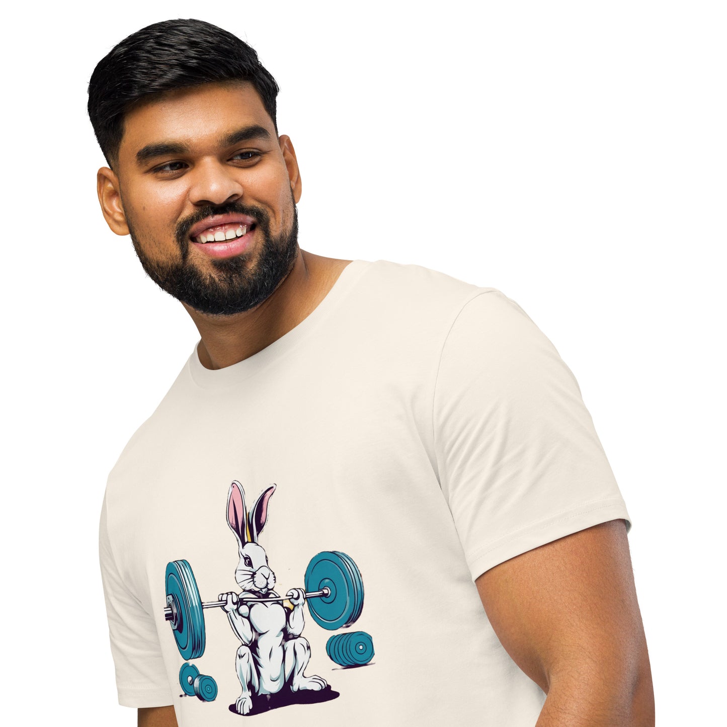 Men's Organic Mid-Light T-Shirt Bunny Weightlifting | Eco-Friendly