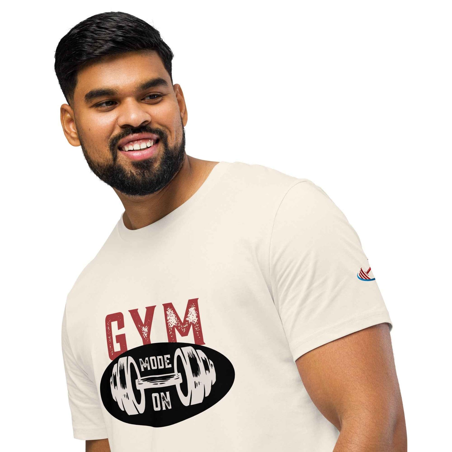 Men's Organic Fitness T-Shirt - Mid-Light Gym Mode On Apparel