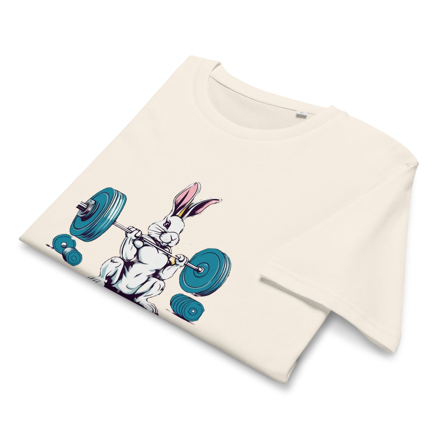 Men's Organic Mid-Light T-Shirt Bunny Weightlifting | Eco-Friendly