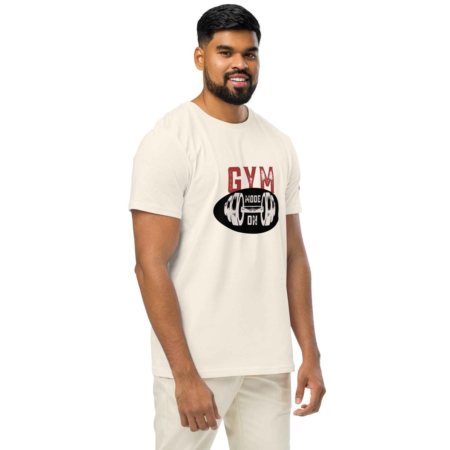 Men's Organic Fitness T-Shirt - Mid-Light Gym Mode On Apparel