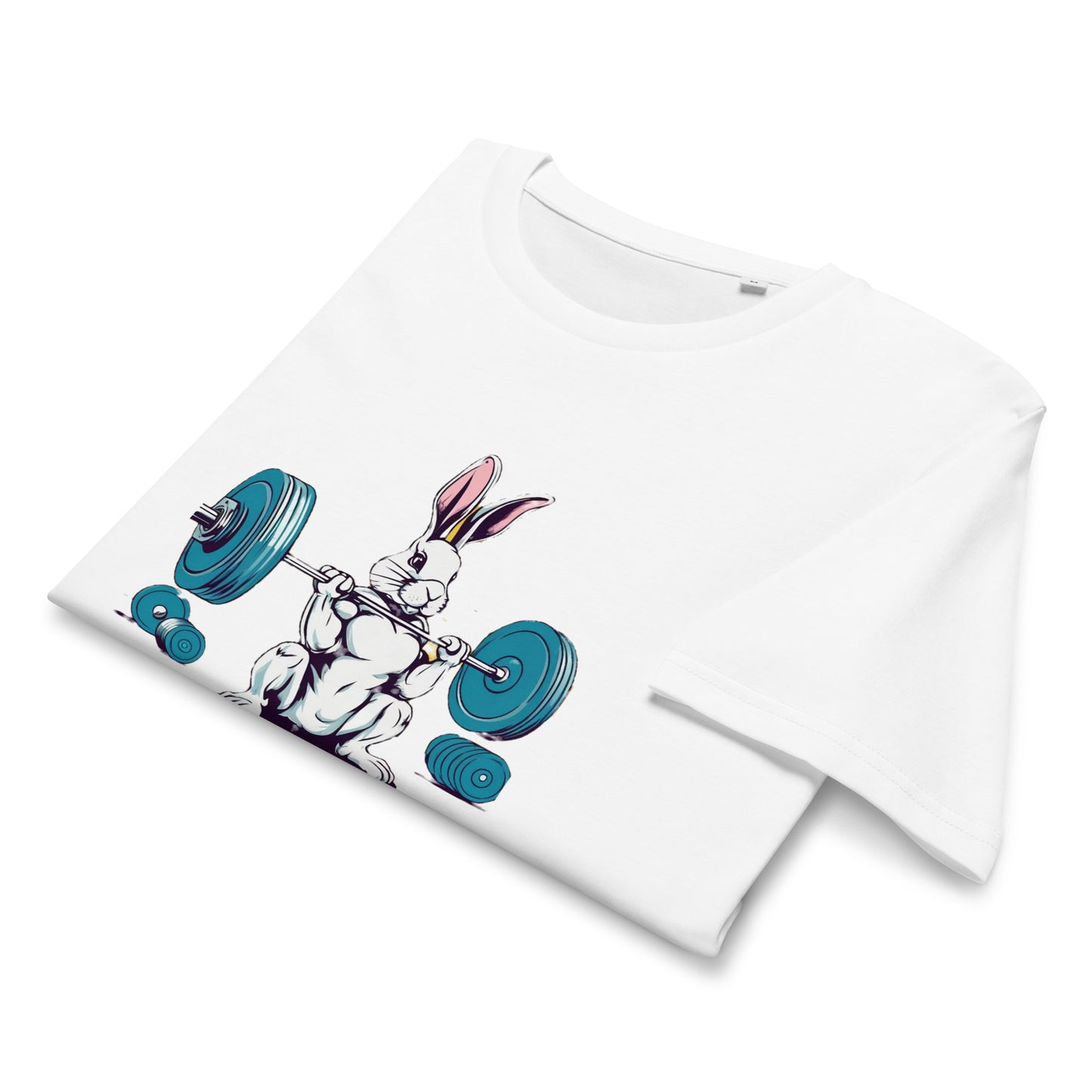 Men's Organic Mid-Light T-Shirt Bunny Weightlifting | Eco-Friendly