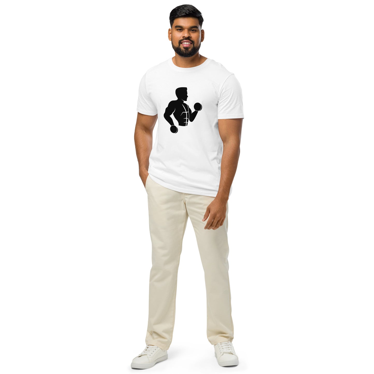 Men's Organic Mid-Light T-Shirt Weightlifting Design | Fitness Apparel