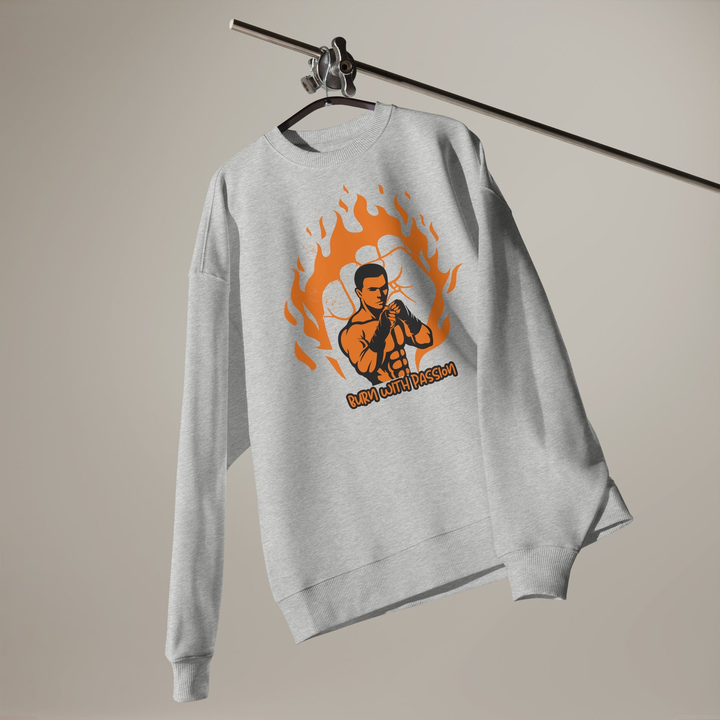 Men's Organic Oversized Sweatshirt Burn Calories Boxing | Fitness Apparel for Boxing Enthusiasts