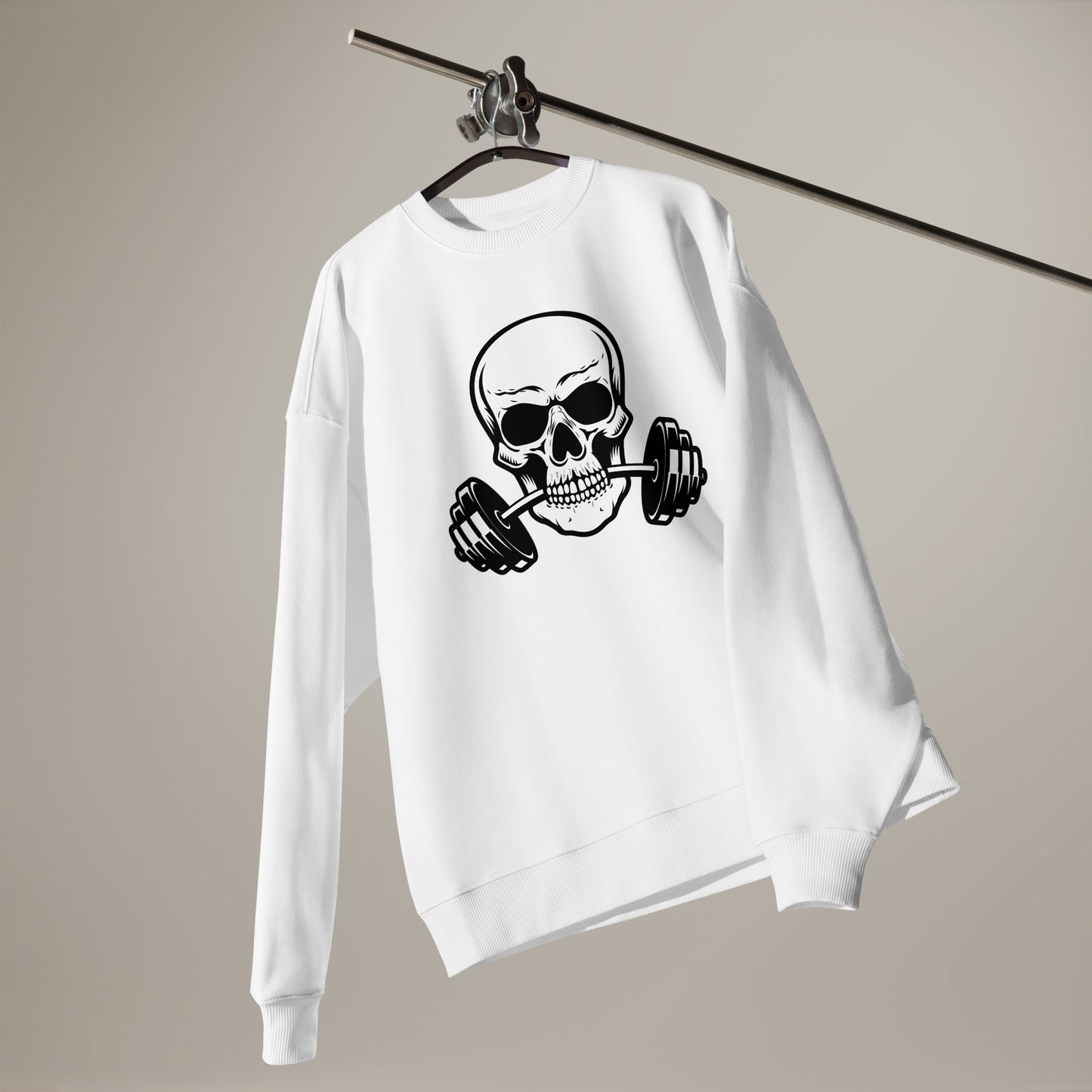 Men's Organic Oversized Sweatshirt Weightlifting Skull | Fitness Apparel