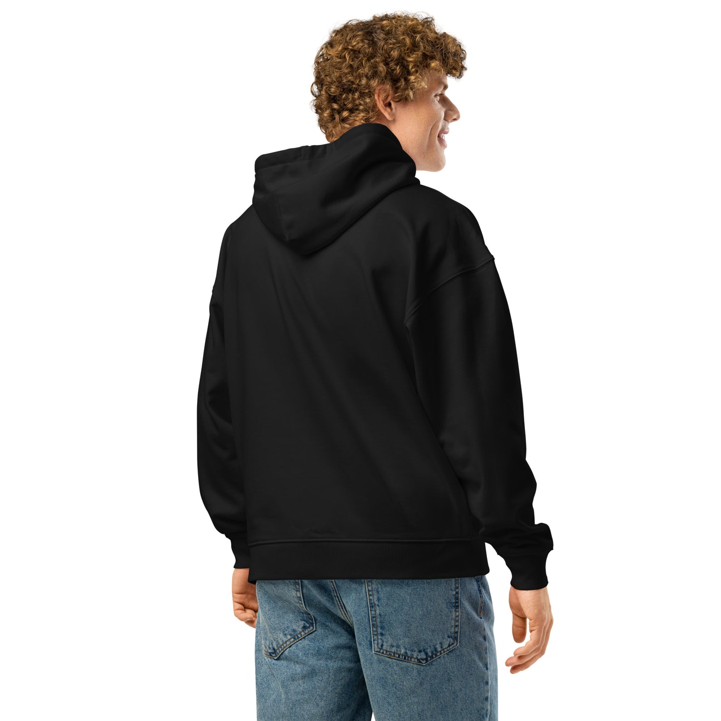 Men's Organic Relaxed Hoodie Never Give Up | Motivational Fitness Apparel