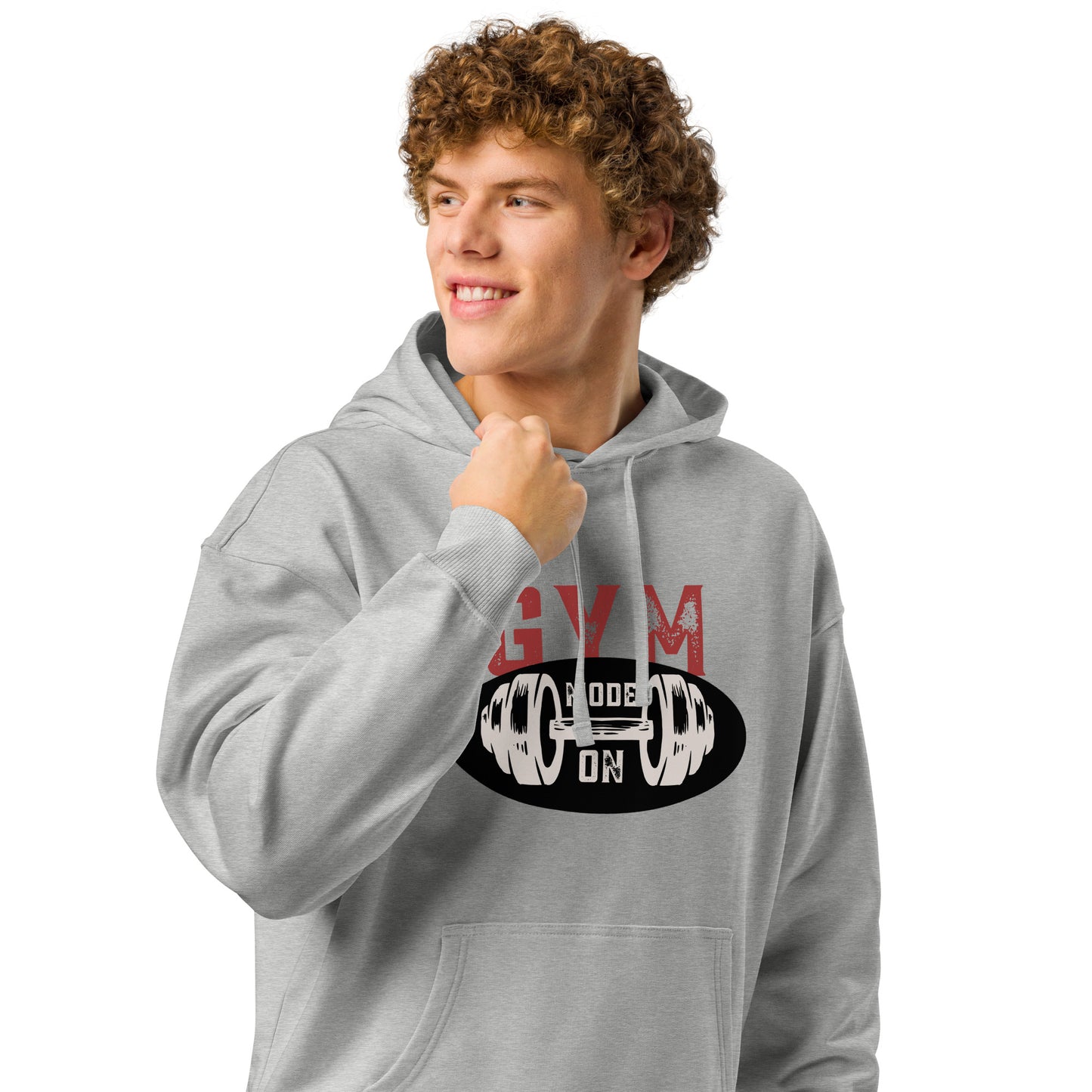 Men's Organic Relaxed Hoodie Gym Mode On | Sustainable Fitness Apparel