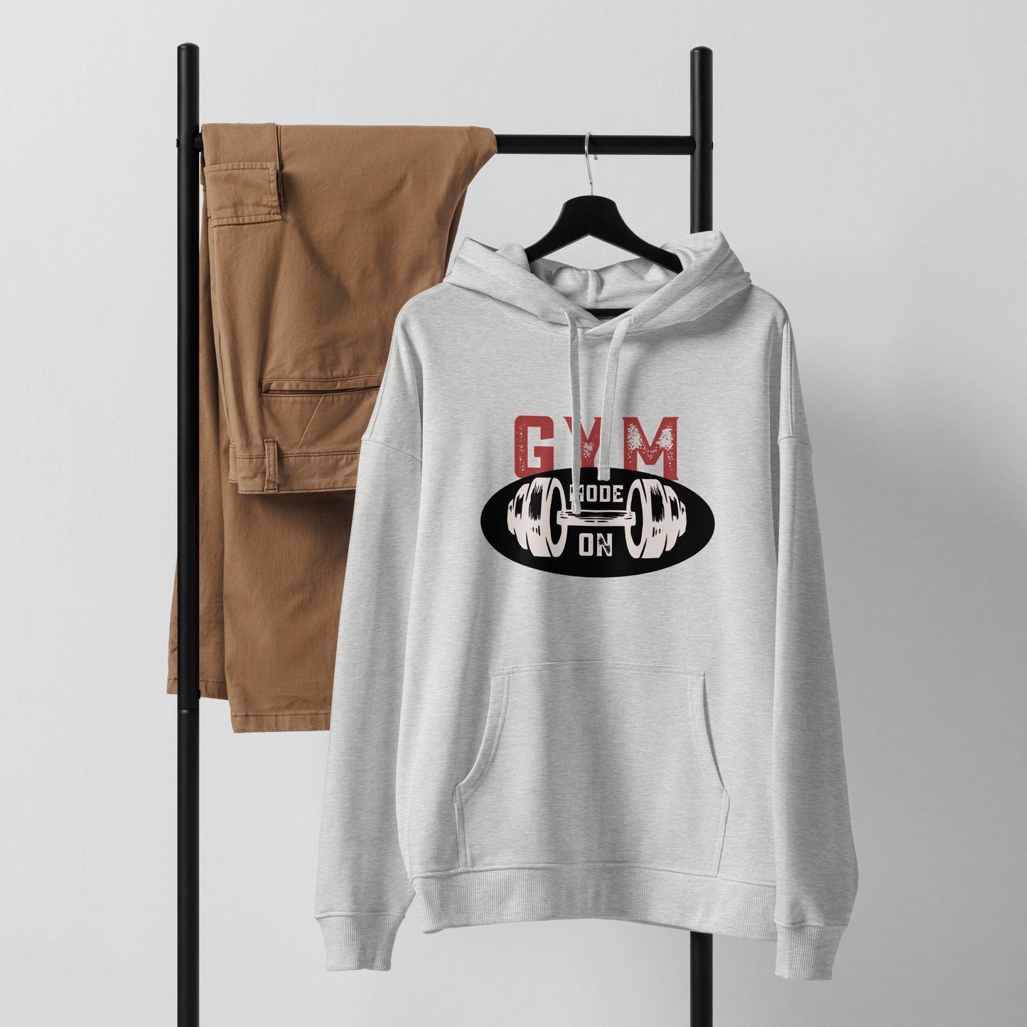 Men's Organic Relaxed Hoodie Gym Mode On | Sustainable Fitness Apparel
