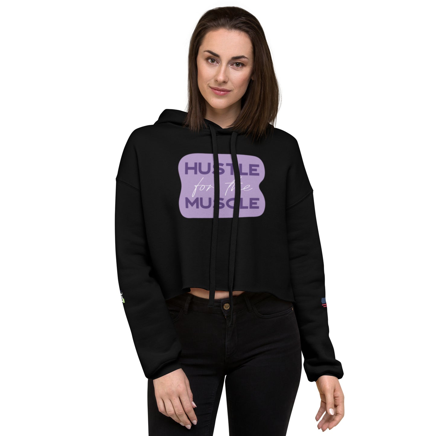 Women's Crop Hoodie- Hustle for the Muscle -