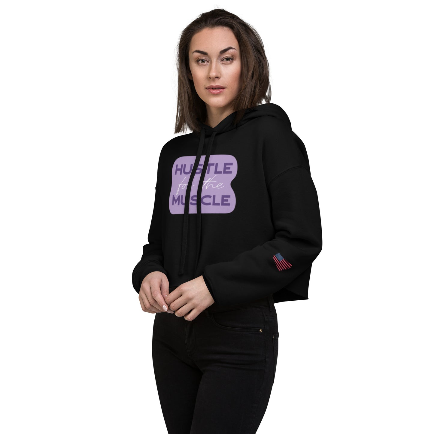 Women's Crop Hoodie- Hustle for the Muscle -