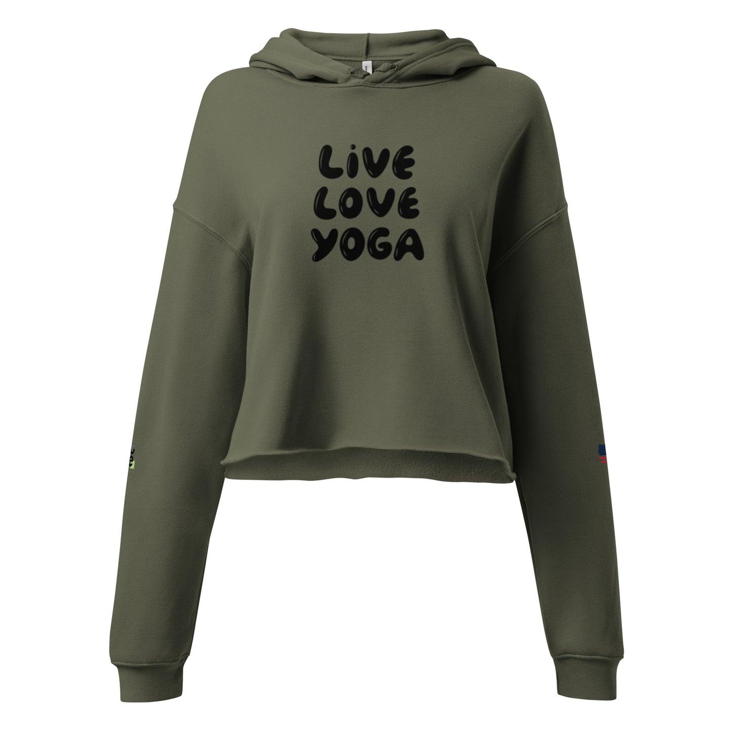 Women's Crop Hoodie- Live, Love, Yoga -