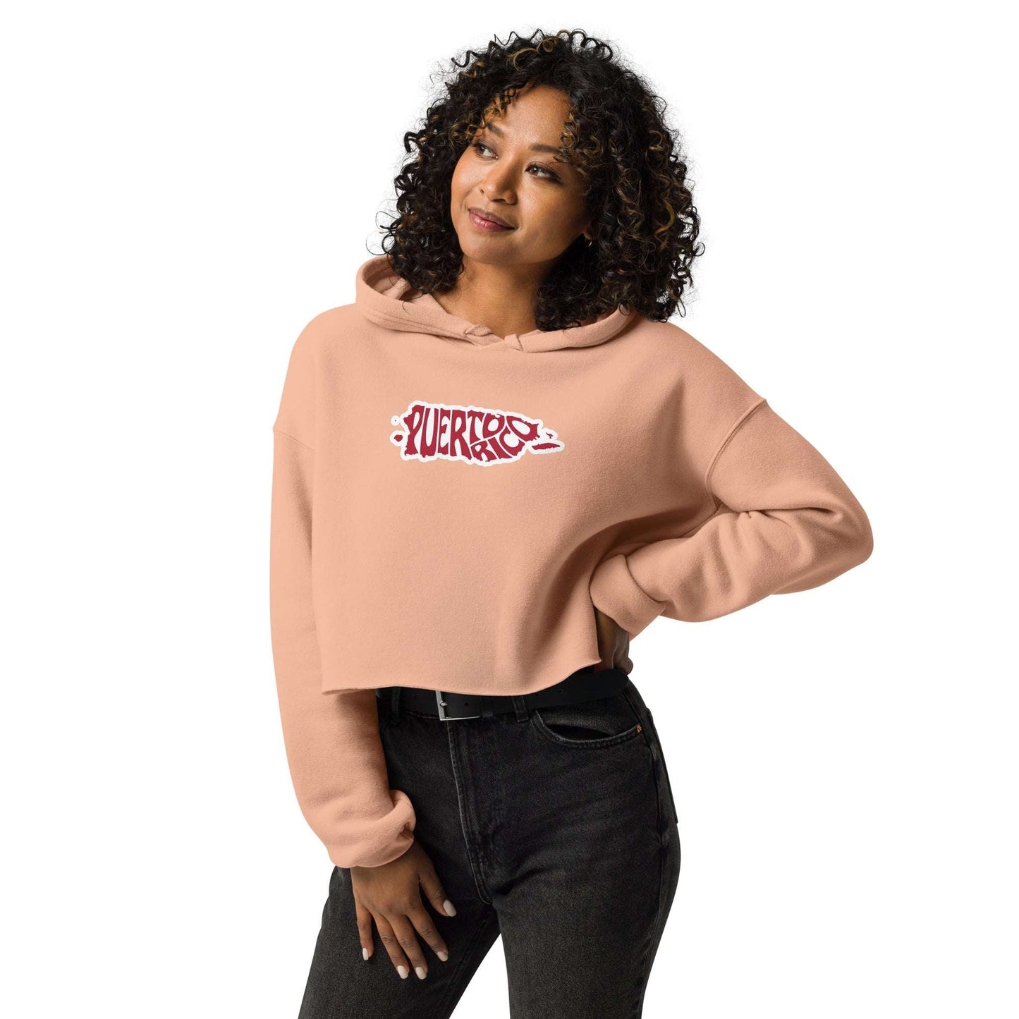 Puerto Rico Fitness Crop Hoodie Soy de Aqui - Carolina Design -