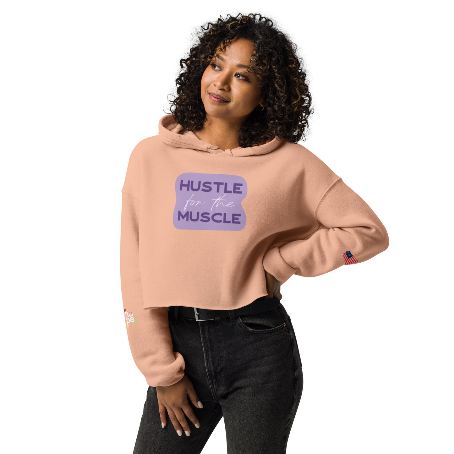 Women's Crop Hoodie- Hustle for the Muscle -