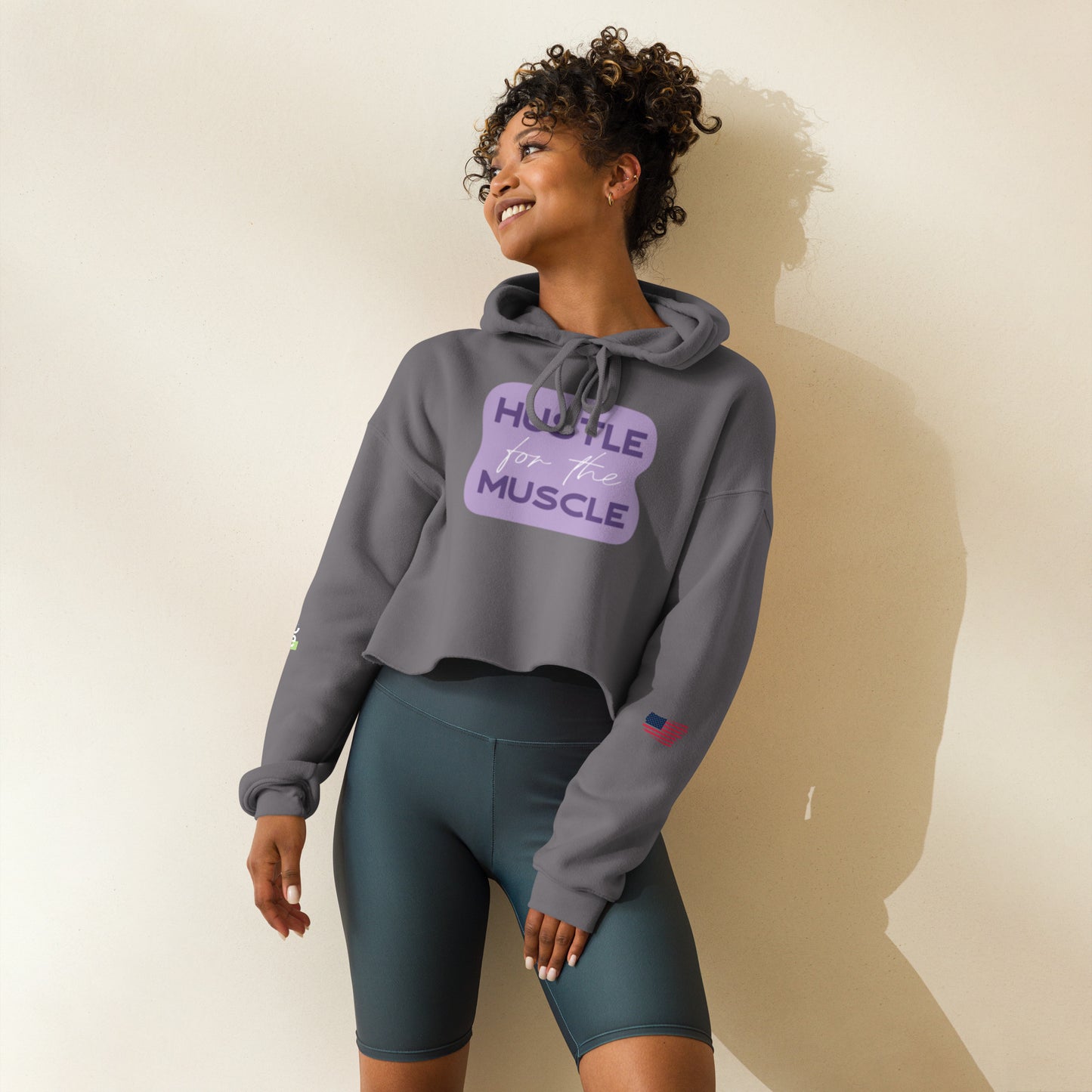 Women's Crop Hoodie- Hustle for the Muscle -