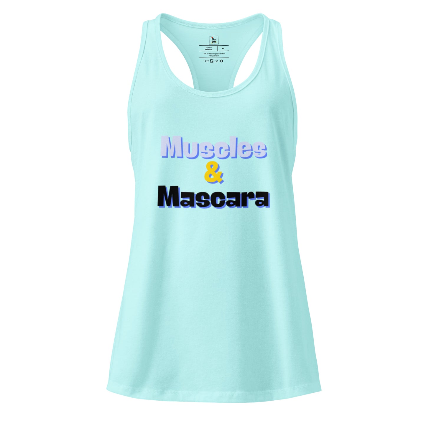 Women's Racerback Tank Top - Fitted Muscles and Mascara Design -
