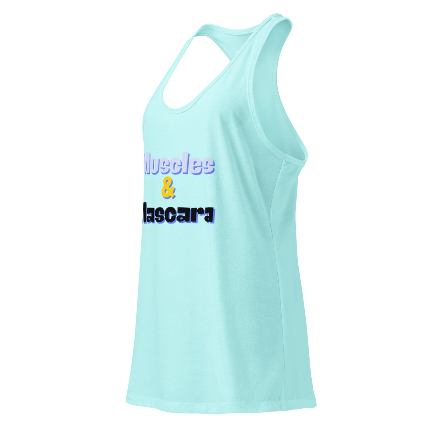 Women's Racerback Tank Top - Fitted Muscles and Mascara Design -