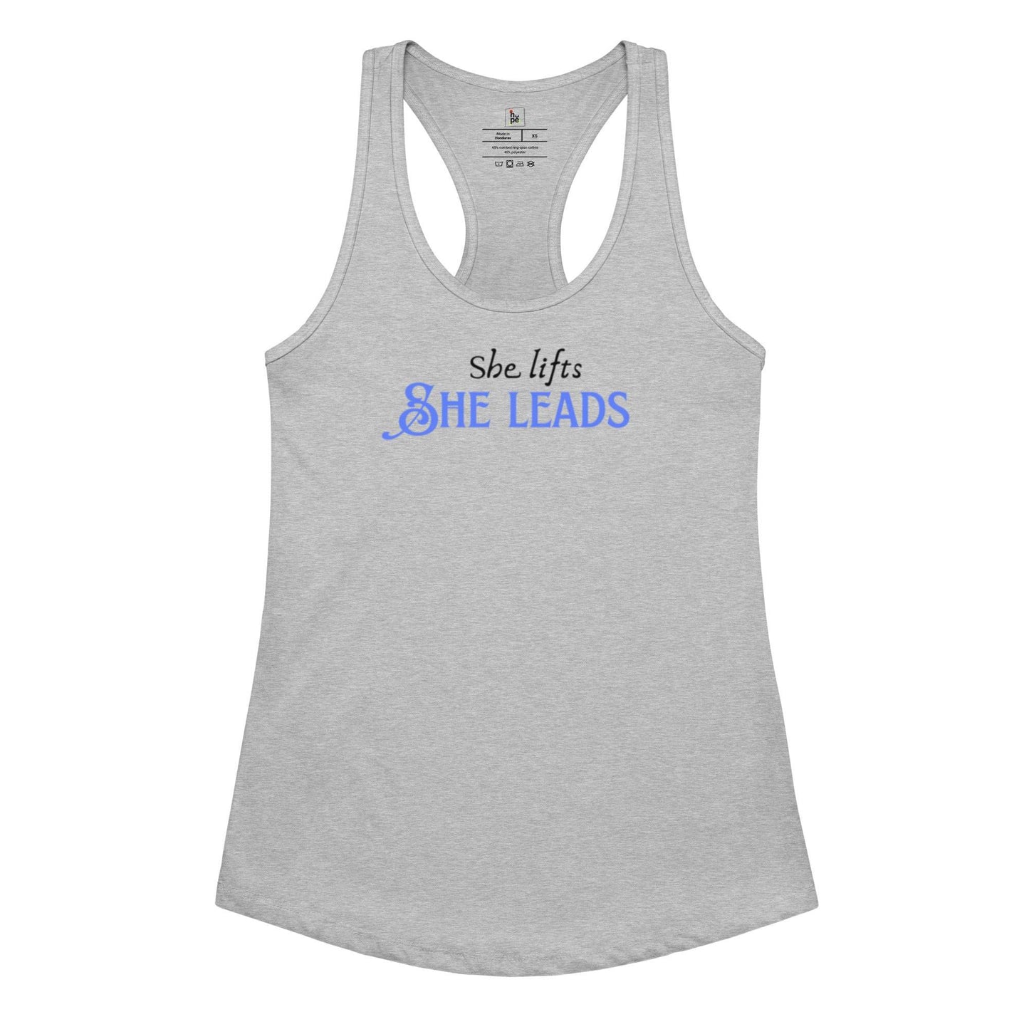 Women's Racerback Tank Top - She Lifts, She Leads -