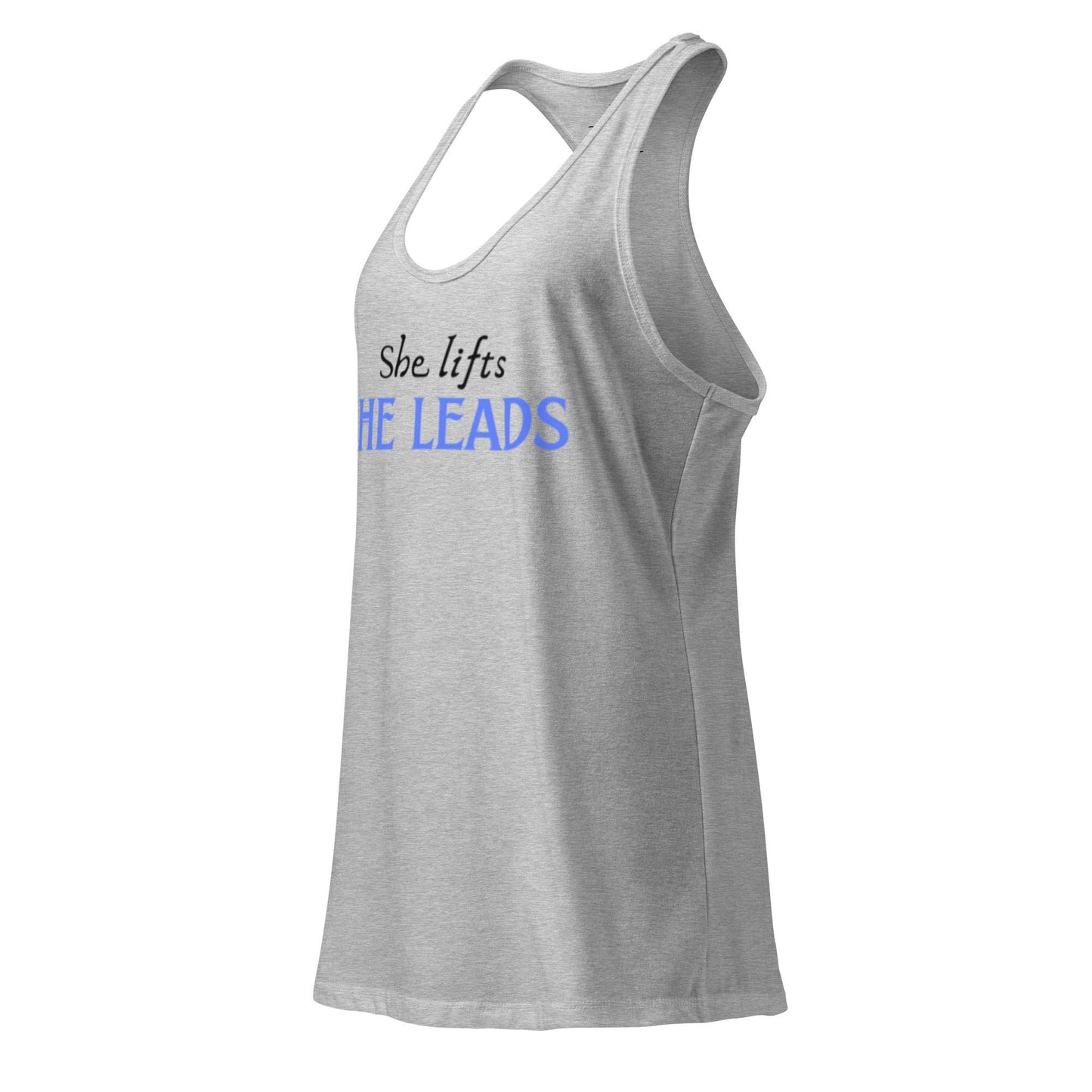 Women's Racerback Tank Top - She Lifts, She Leads -