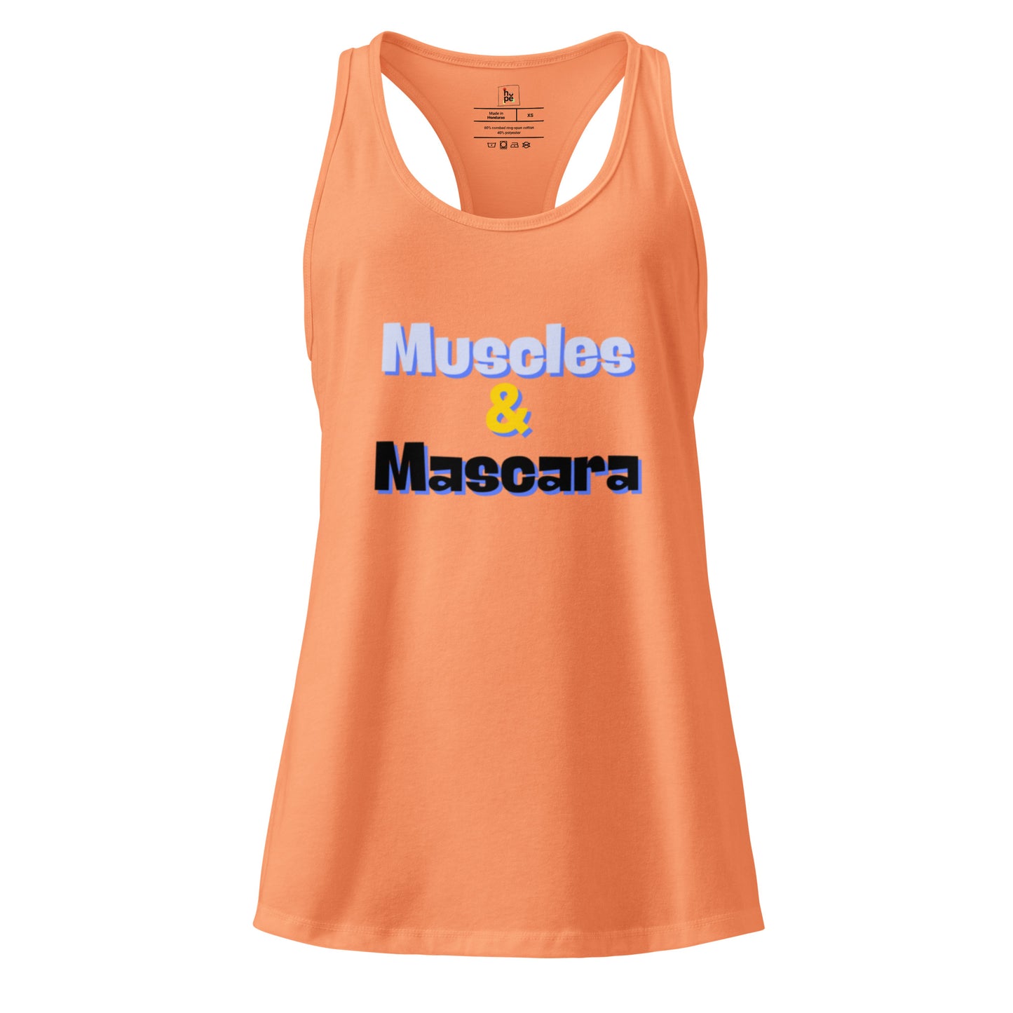 Women's Racerback Tank Top - Fitted Muscles and Mascara Design -
