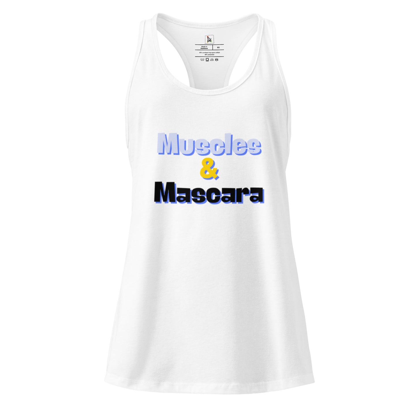 Women's Racerback Tank Top - Fitted Muscles and Mascara Design -