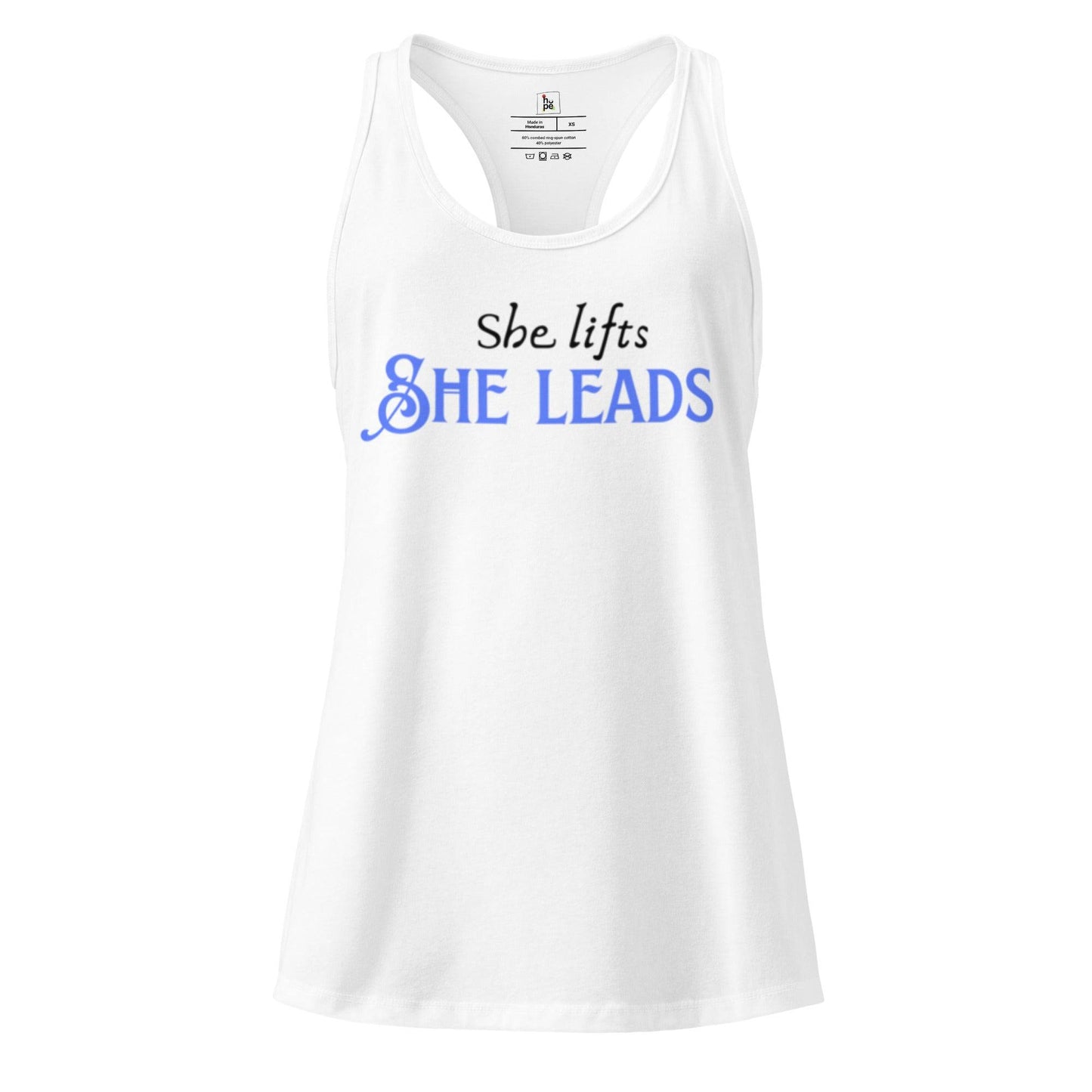 Women's Racerback Tank Top - She Lifts, She Leads -
