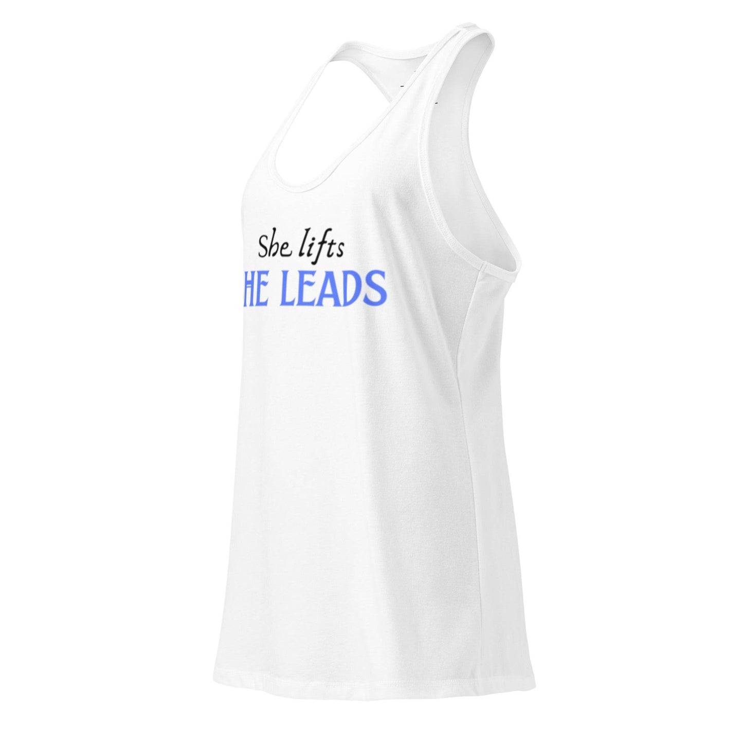 Women's Racerback Tank Top - She Lifts, She Leads -