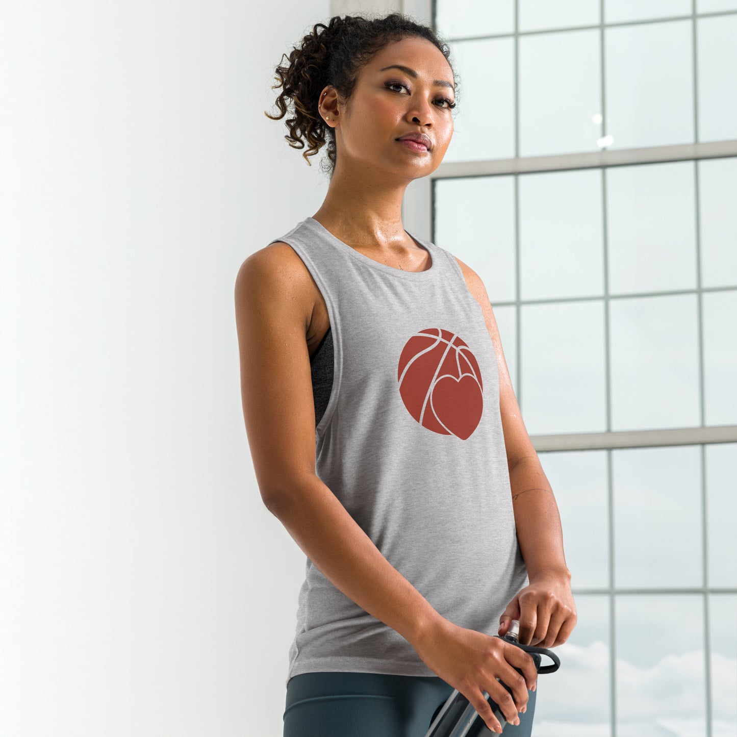 Ladies' Muscle Tank Love Basketball - Fitness Gym Tank Top for Hoop