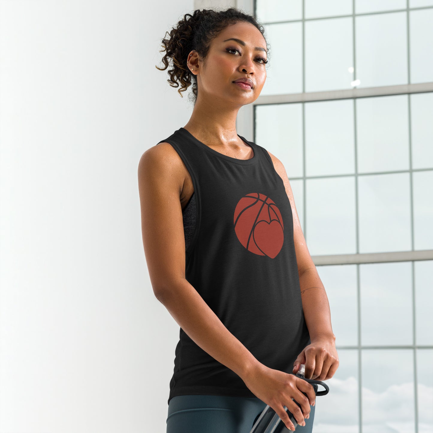 Ladies' Muscle Tank Love Basketball - Fitness Gym Tank Top for Hoop