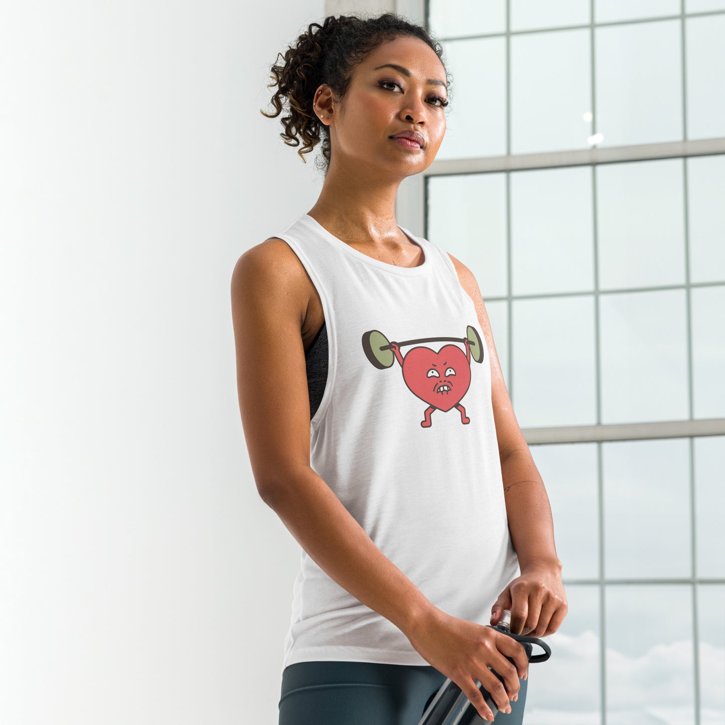 Ladies' Muscle Tank Heart Weightlifting - Fitness Gym Apparel