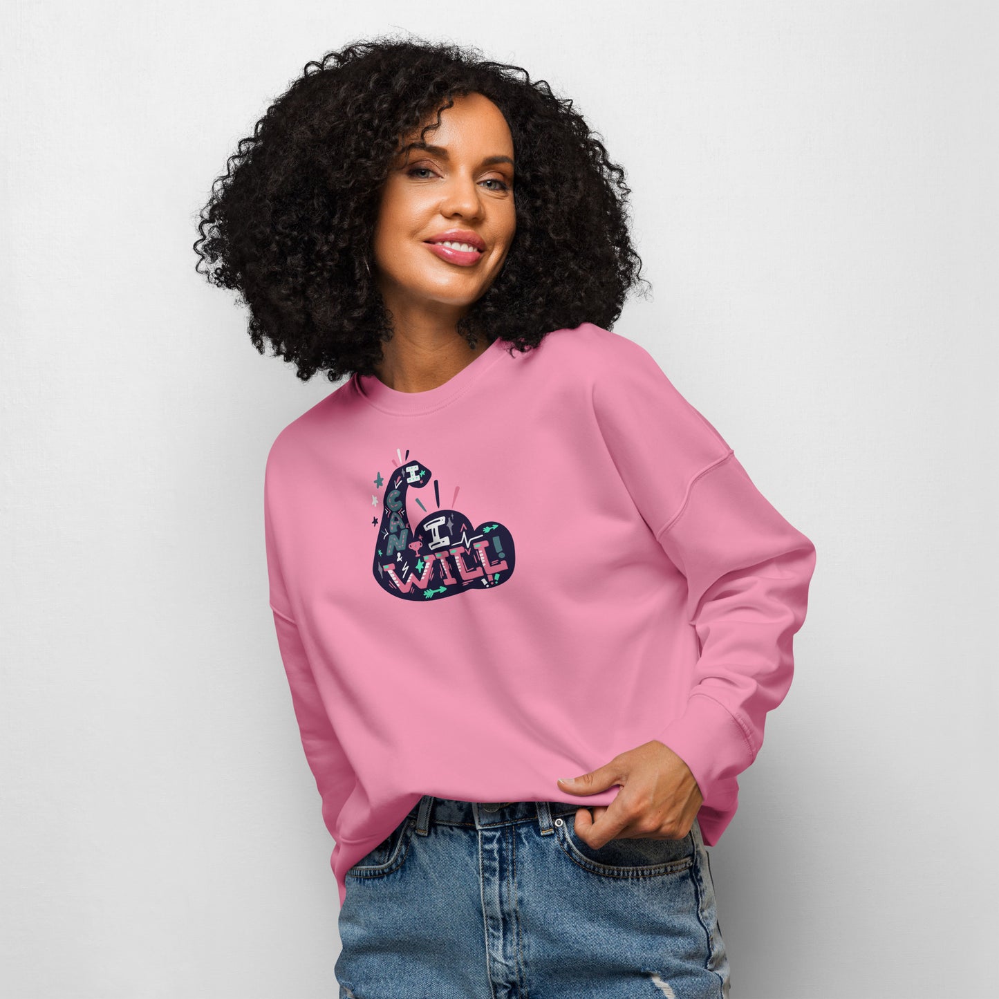 Women’s Organic Sweatshirt - I Can, I Will Crew Neck Design -