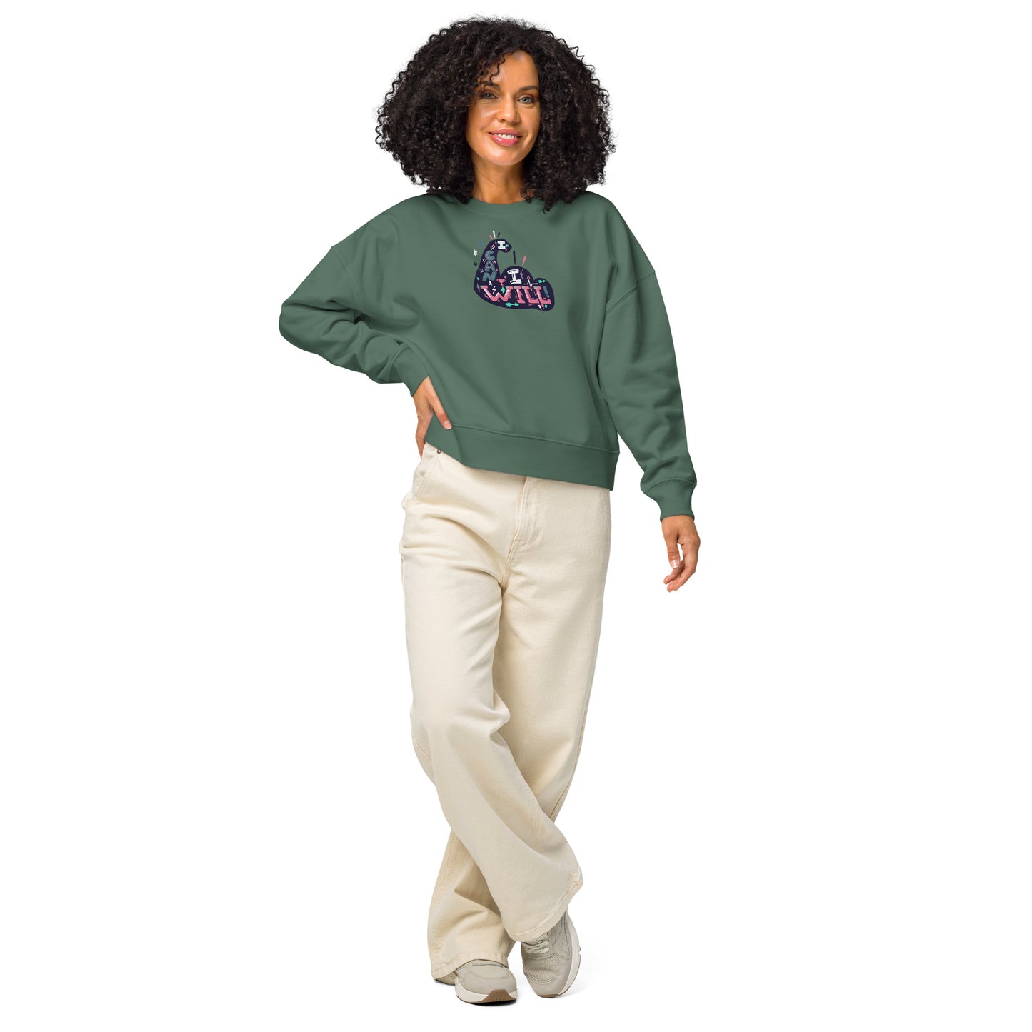Women’s Organic Sweatshirt - I Can, I Will Crew Neck Design -