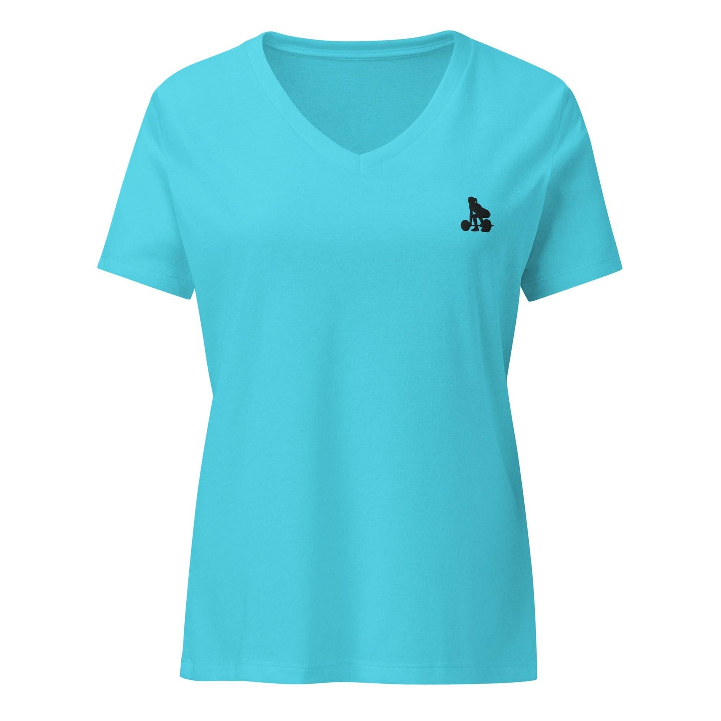 Women's Weightlifting T-Shirt - Relaxed V-Neck for Comfort and Performance -