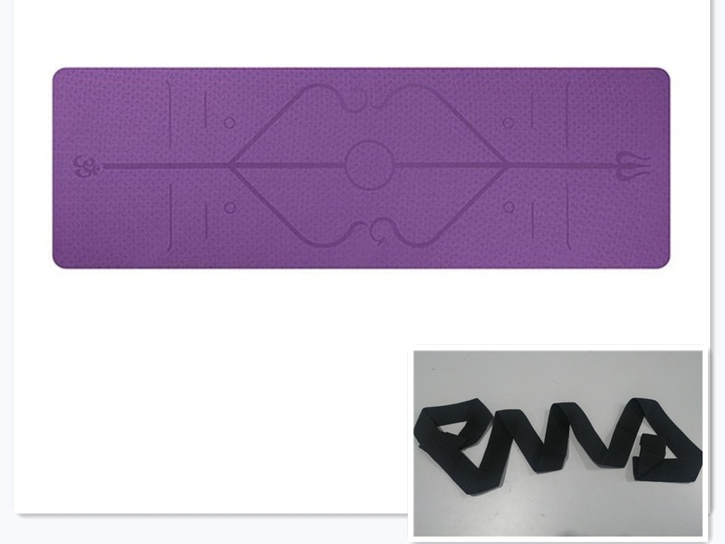 Non-Slip TPE Yoga Mat with Position Lines - Perfect for Beginners