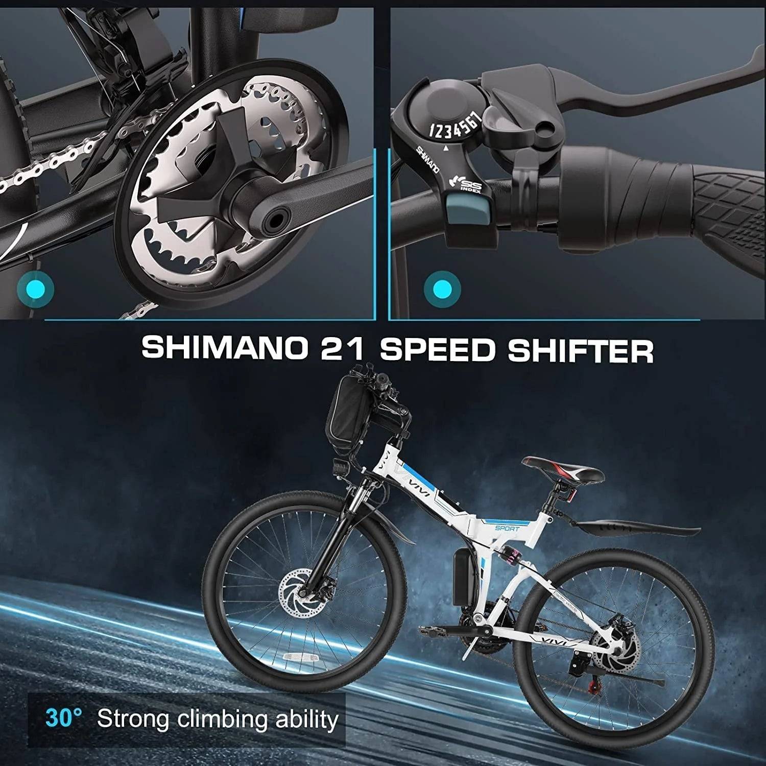 Electric Bike 26" Folding Electric Mountain Bike 26' for Commuting and Adventure -