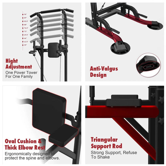 Power Tower for Home Gym - Dip Station and Pull-Up Bar Fitness Equipment -