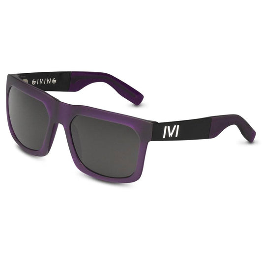 GIVING Matte Purple Sunglasses - Brushed Black / Grey Lens -