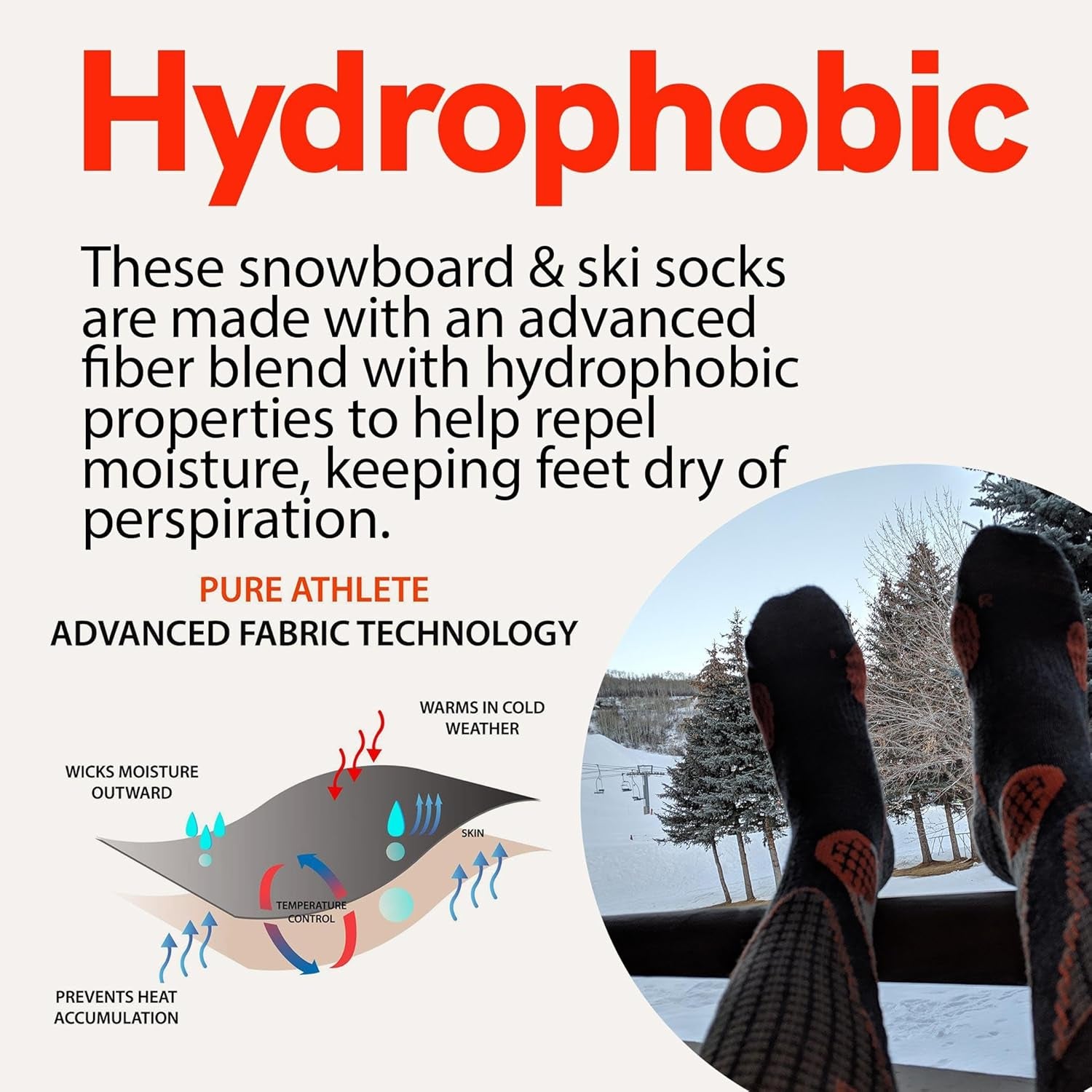 High Performance Wool Ski Socks - Thermal Warm Merino Wool OTC Sock, Men Women