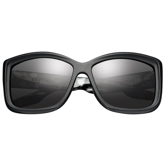 Beverly Matte Black Marble Sunglasses with Grey Lens -