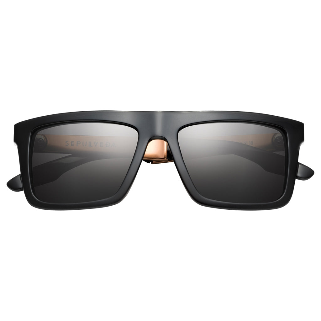 Sepulveda Polished Black & Copper Sunglasses with Grey Lens -