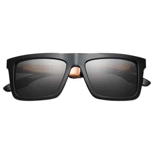 Sepulveda Polished Black & Copper Sunglasses with Grey Lens -