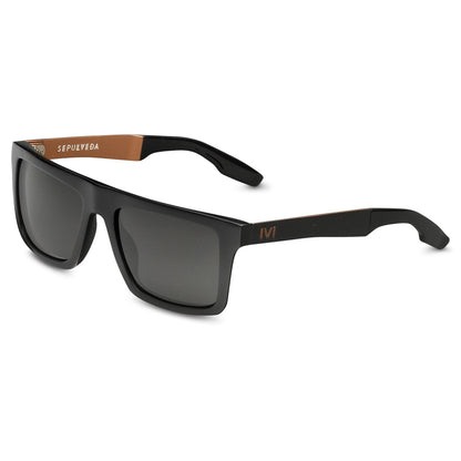 Sepulveda Polished Black & Copper Sunglasses with Grey Lens -