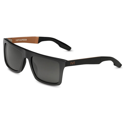 Sepulveda Polished Black & Copper Sunglasses with Grey Lens -