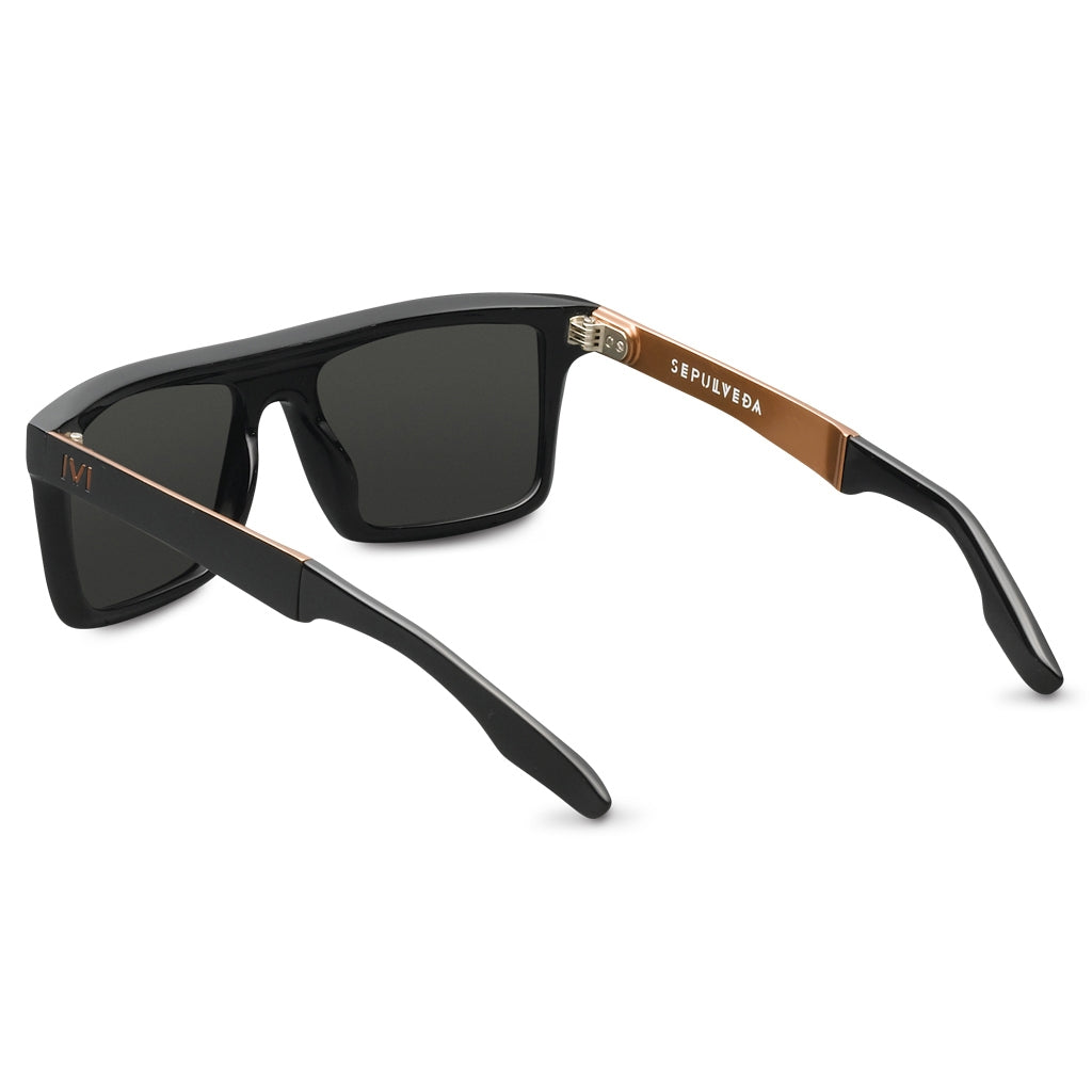 Sepulveda Polished Black & Copper Sunglasses with Grey Lens -