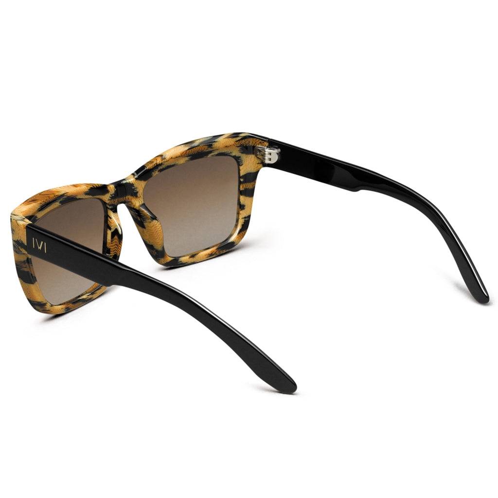 Bonnie Polished Leopard Sunglasses - Polished Black and Bronze Gradient Lens -