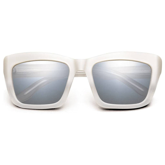 Bonnie Light Blue Sunglasses with Polished Ivory Fade and Chrome Flash Lens -