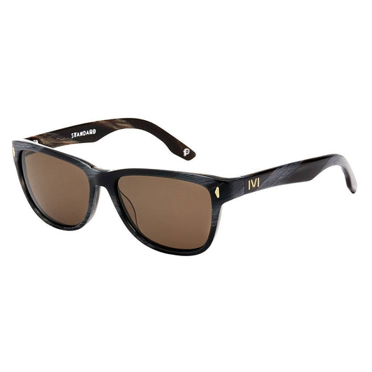 Standard Polished Double Horn Sunglasses with Bronze Polarized Lens -